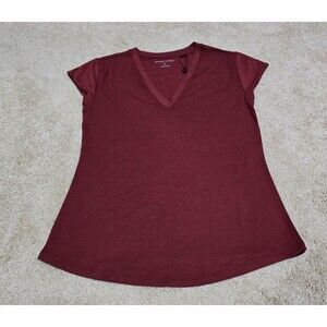 Universal Standard Women’s Burgundy Pima-Blend V-Neck T-Shirt 4XS Cap Sleeves
